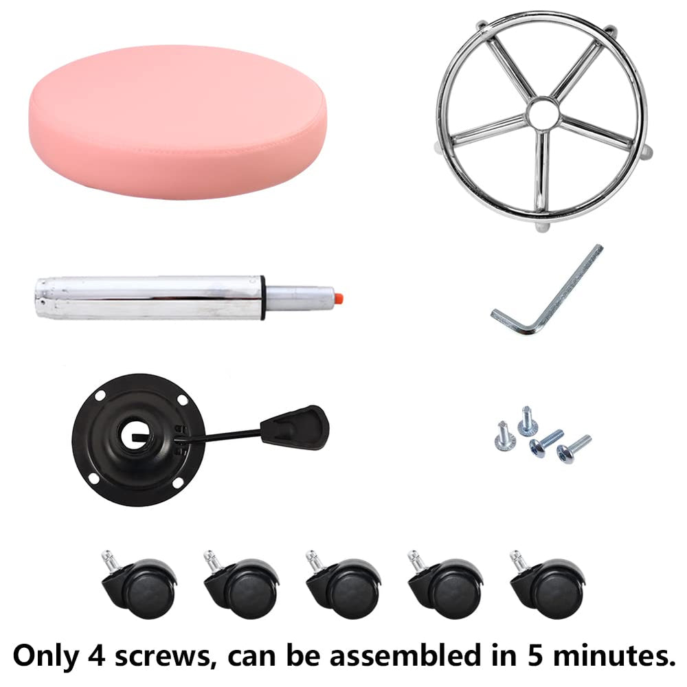 KKTONER pink stool shown in salon or tattoo studio setting