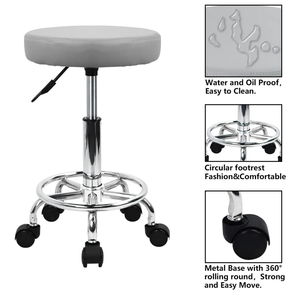 KKTONER PU leather round stool in workspace suitable for barbers, salons, and offices