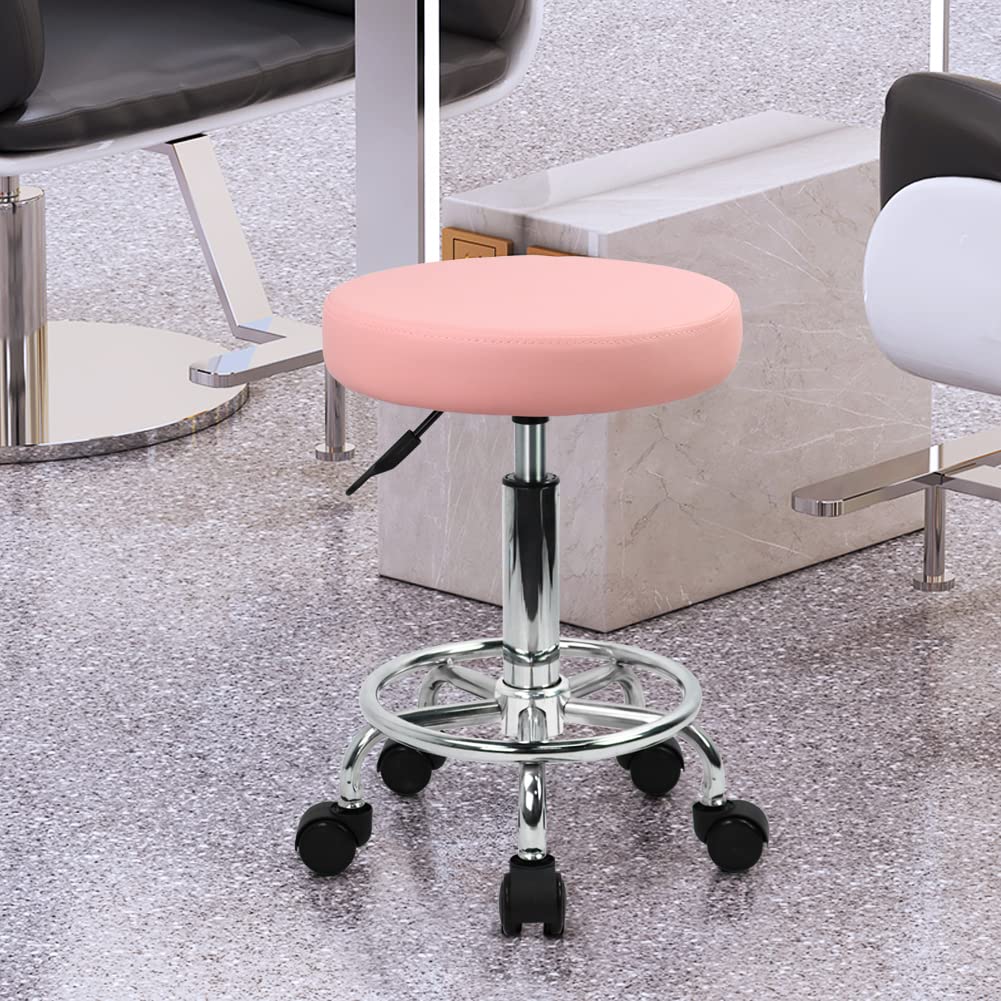 KKTONER pink stool swivel mechanism enables 360-degree movement