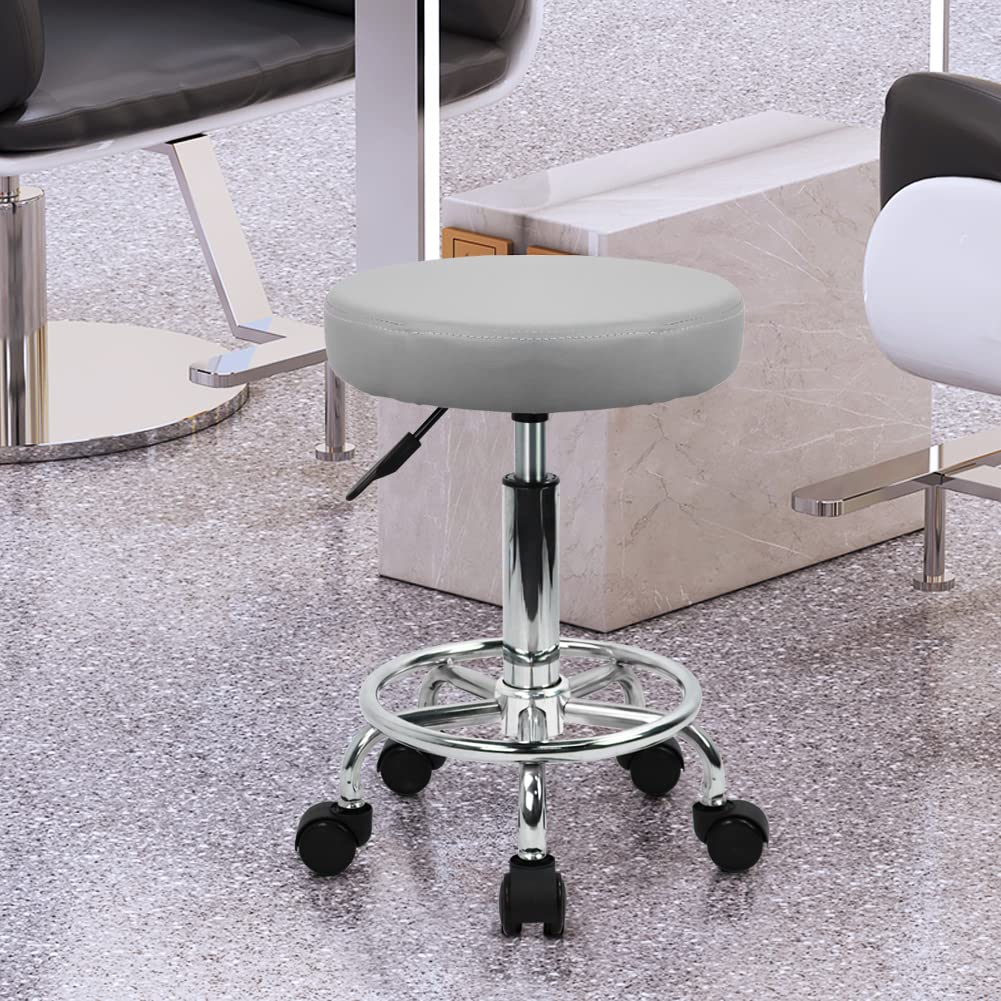 KKTONER PU leather round stool seat closeup highlighting cushioned comfort for long sessions