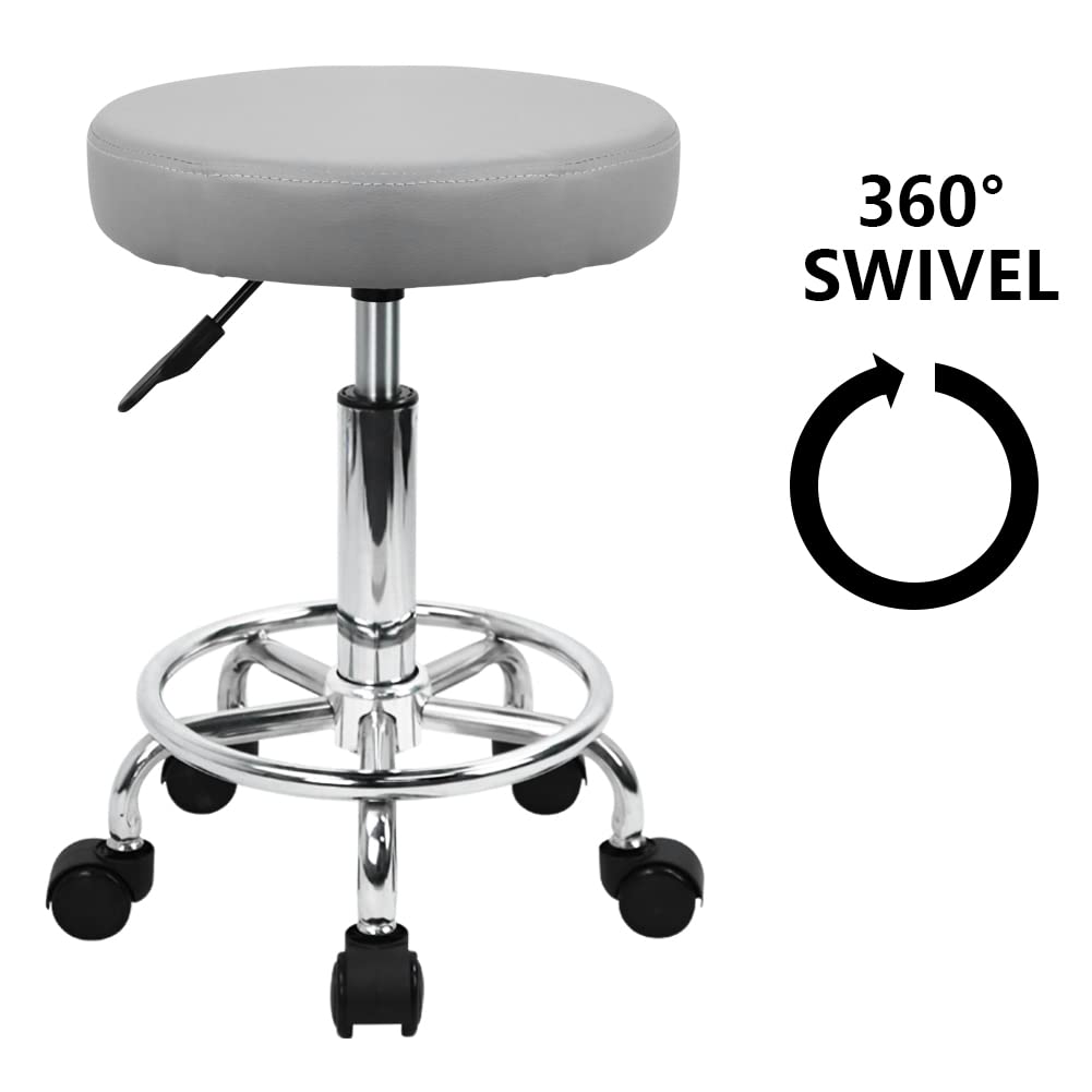 KKTONER round stool hydraulic lift showing adjustable height for versatile work setups