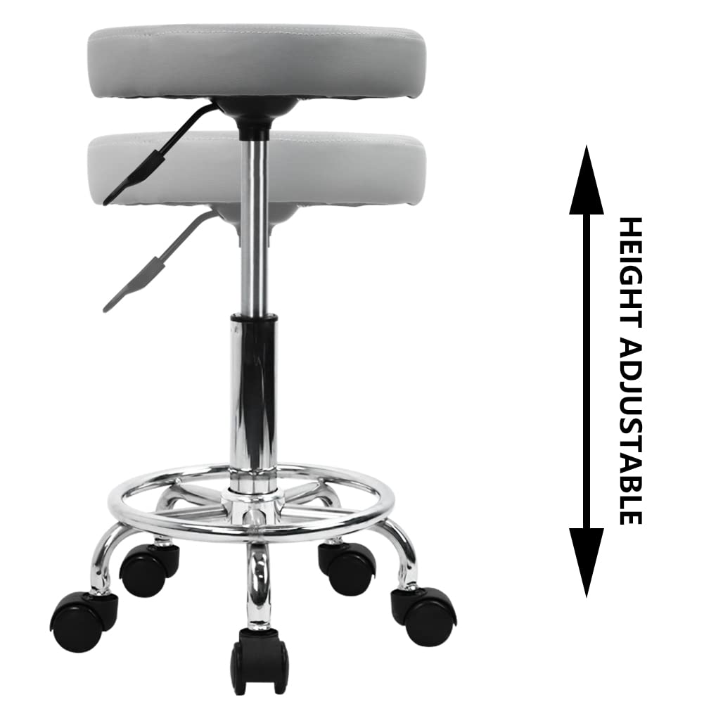 KKTONER swivel base on grey stool enables smooth 360-degree movement
