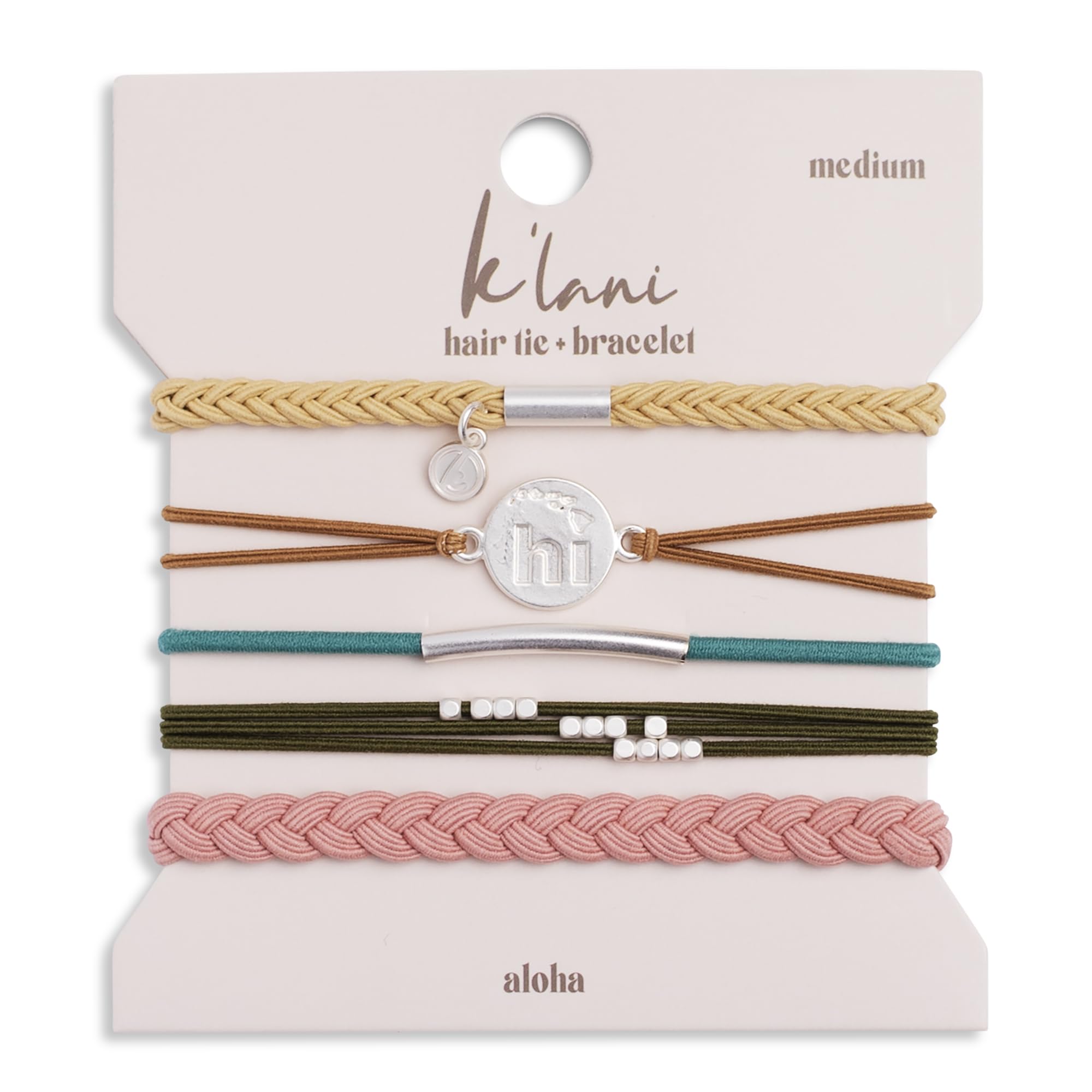 klani aloha-bracelet-hair-tie-ensemble shows jewelry-like style with secure hold