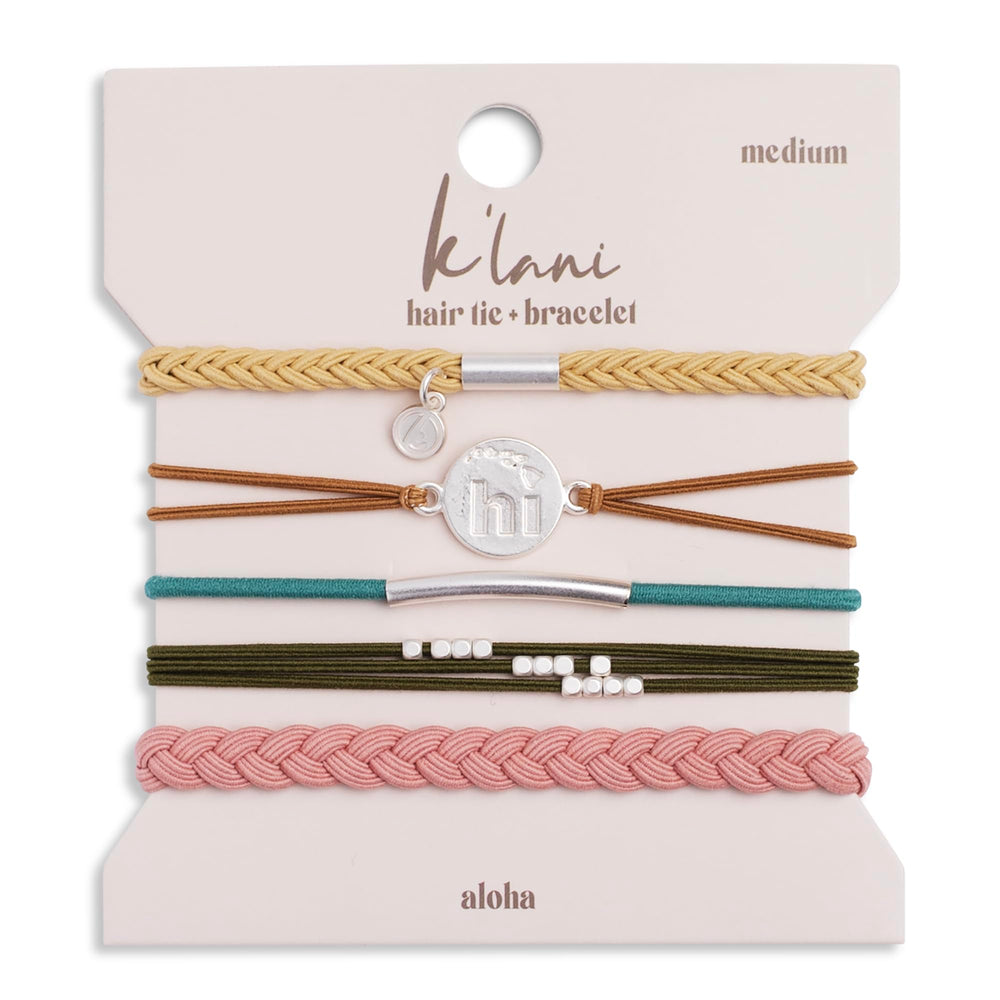klani aloha-bracelet-hair-tie-ensemble shows jewelry-like style with secure hold