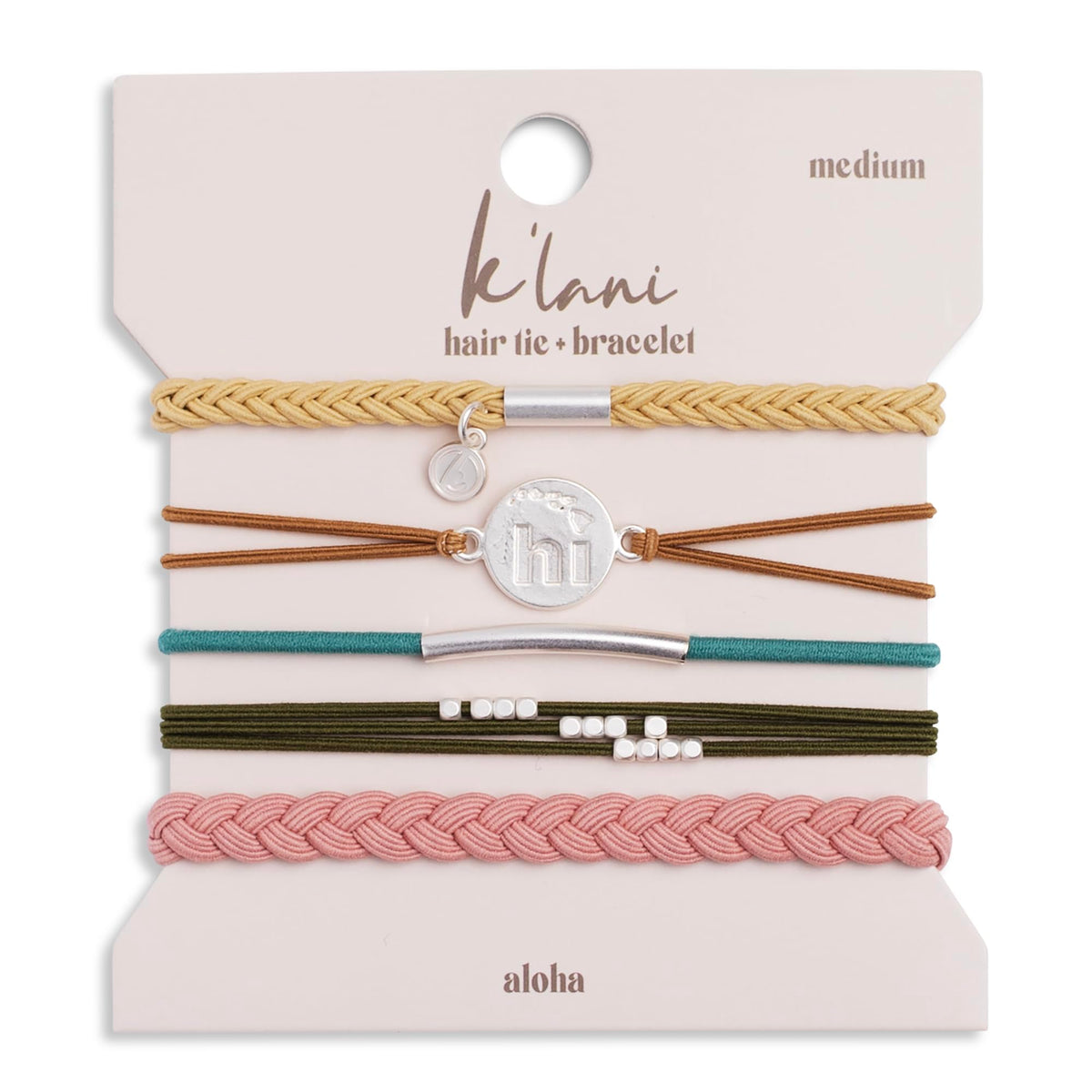 klani aloha-bracelet-hair-tie-ensemble shows jewelry-like style with secure hold