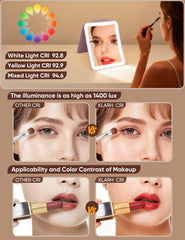 Klarh mirror showing dimmable brightness and color options for different tasks