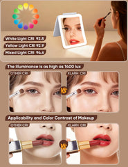 klarh magnifying makeup mirror three colored lights for accurate color matching.