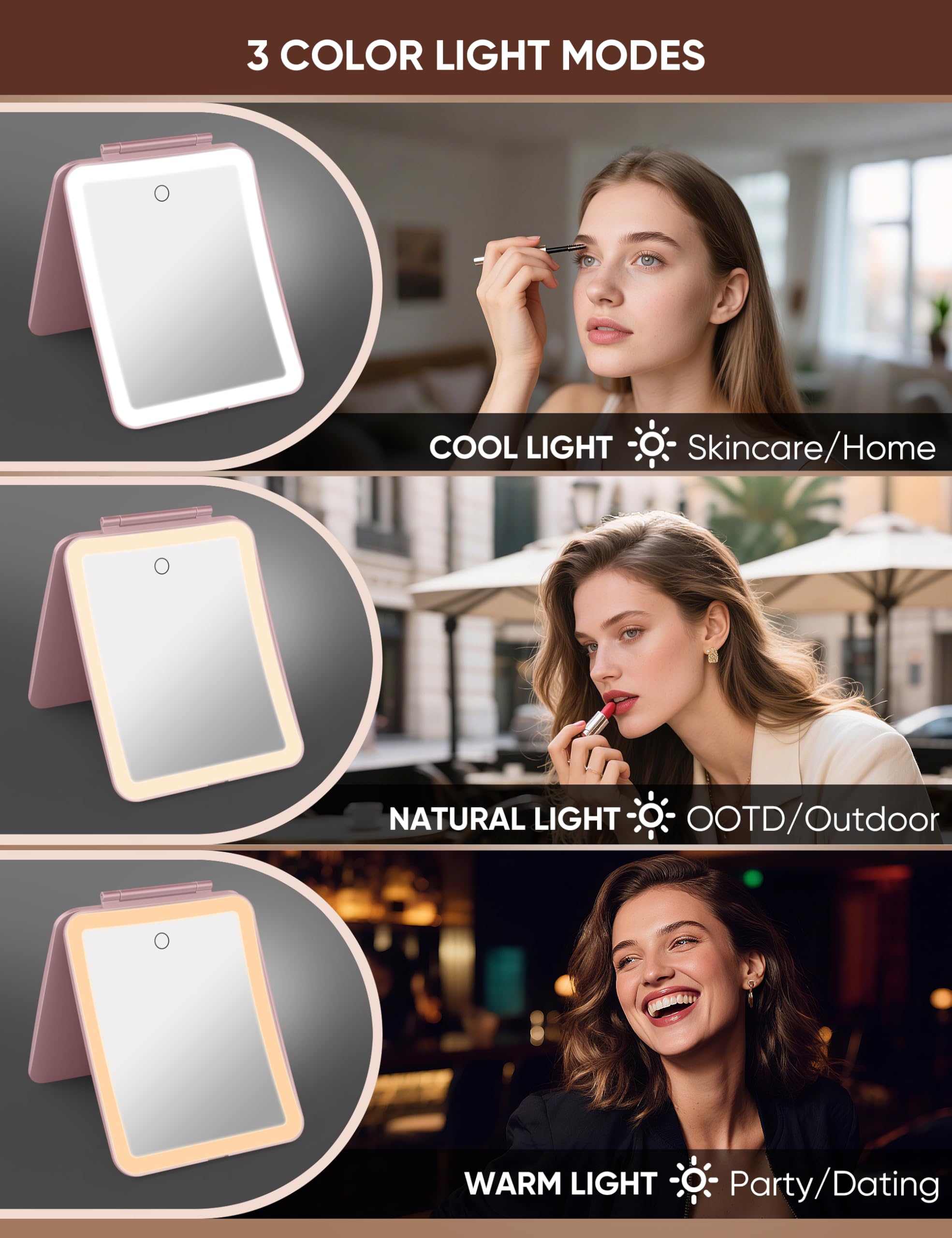 Klarh rechargeable mirror with built-in 2700mAh battery for wireless use