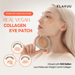 KLAVUU Vegan Collagen Eye Patches two-patches-on-hand demonstrates quick, easy application