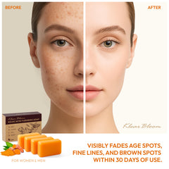 KlearBloom Kojic Acid Turmeric Soap Bar lathering action for radiant skin.
