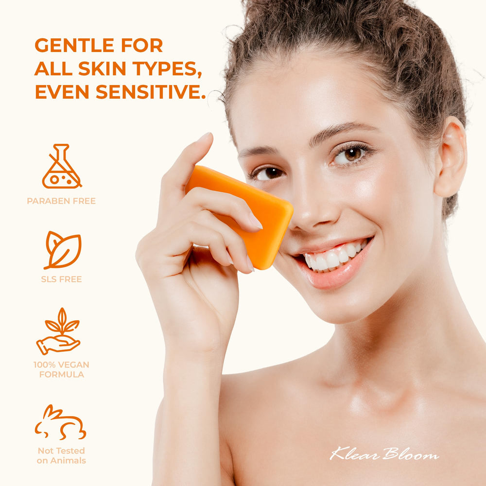 KlearBloom Kojic Acid Turmeric Soap Bar vegan SLS-free daily hydration.