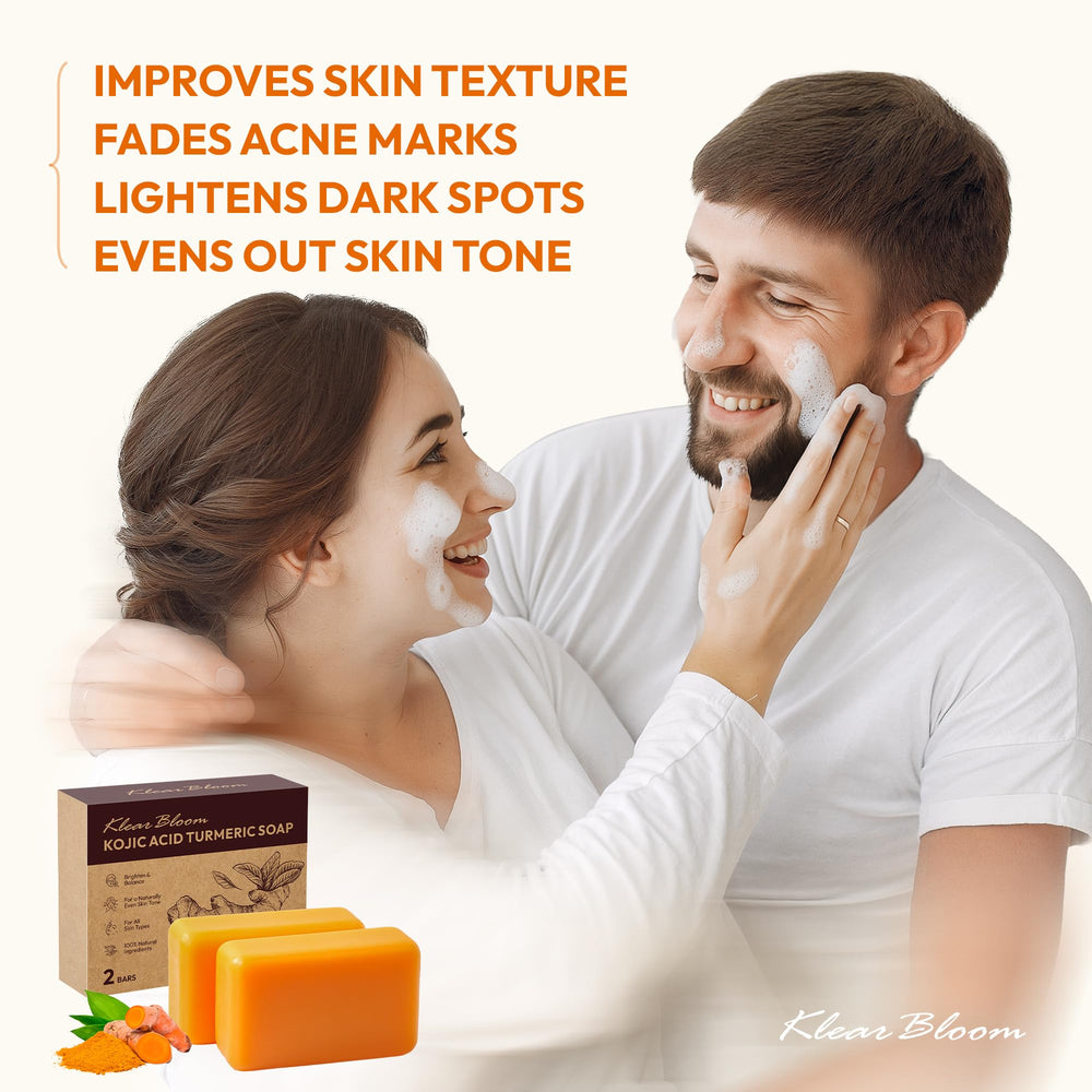 KlearBloom Kojic Turmeric Soap lather closeup for gentle cleansing ritual.