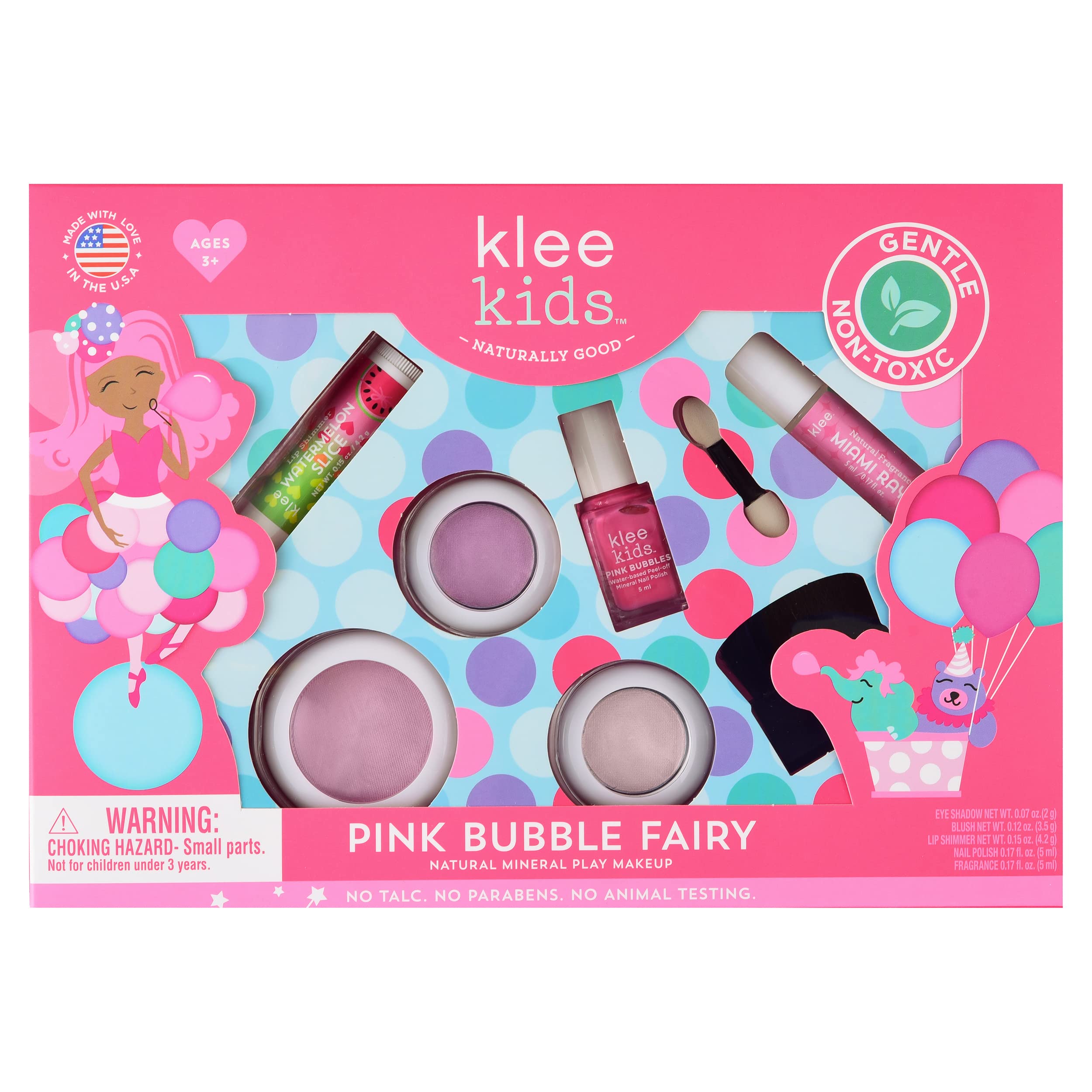 Klee Luna Star Deluxe Pink Bubbles eyeshadow with sparkly finish for gentle play.