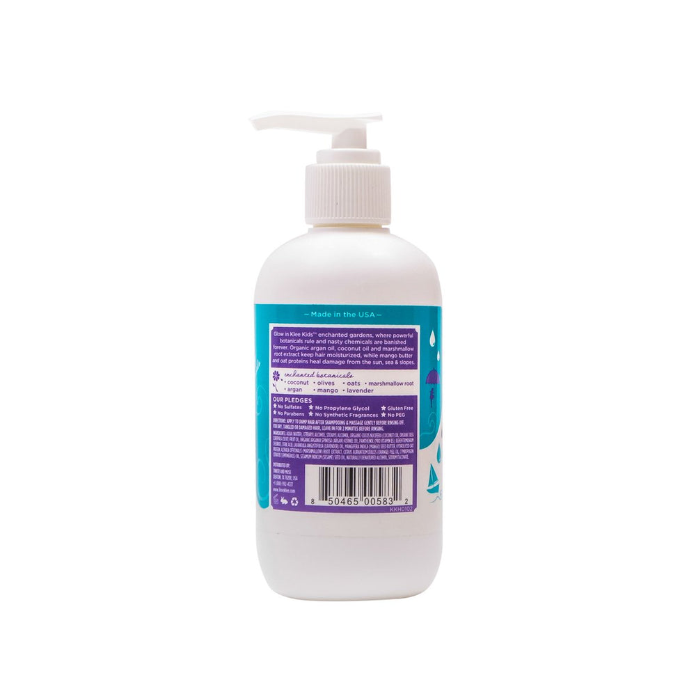 Klee Naturals Enchanted Shampoo label close-up emphasizing organic USA-made credentials