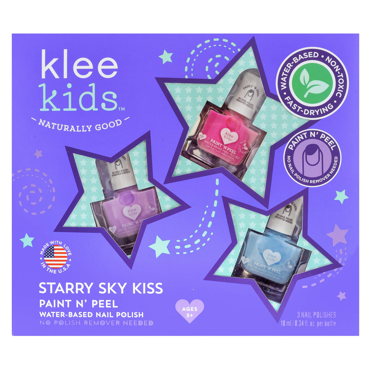 Klee Naturals Starry Sky Kiss Austin polish bottle with fast-drying finish.