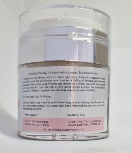 Kleem Organics neck-decollete application routine shot suggests daily use for improved firmness