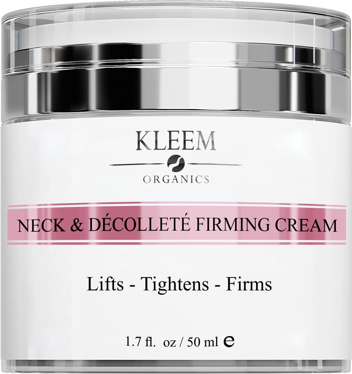 Kleem Organics neck firming cream tube closeup highlights targeted neck and décolleté firming benefits