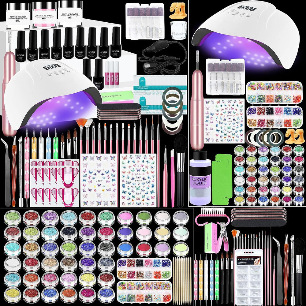 Klemon acrylic nail kit with UV lamp included for at-home professional manicure