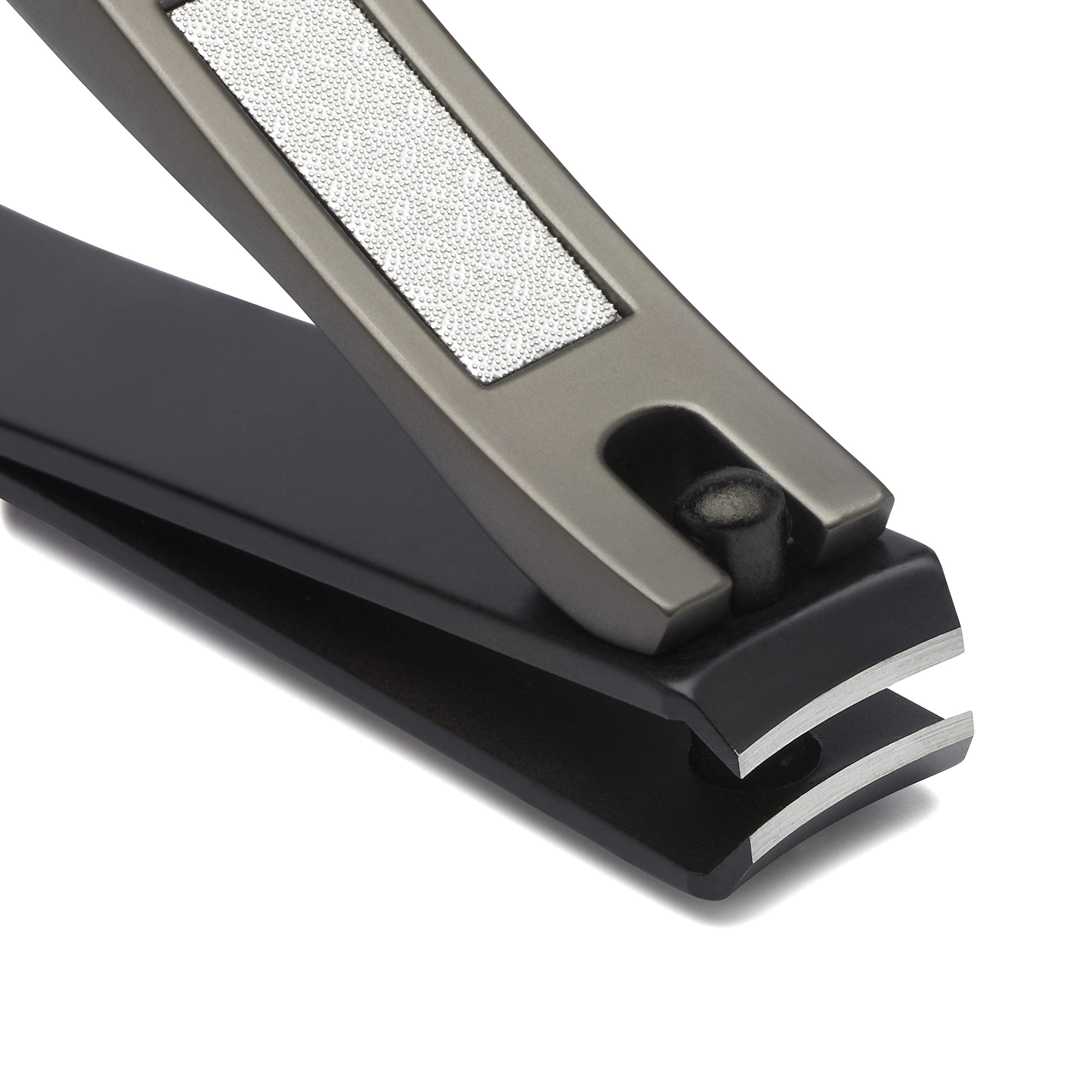 KLIPP built-in nail file detail shows micro-grain shaping on lever.