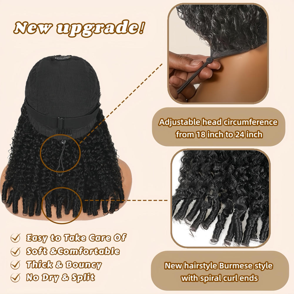 Kloiynj V Part Burmese Curly Wig 16inch back view demonstrates seamless blending.