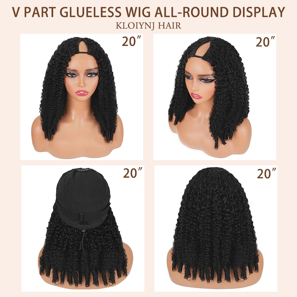 Kloiynj V Part Burmese Curly Wig 200-density curls closeup.
