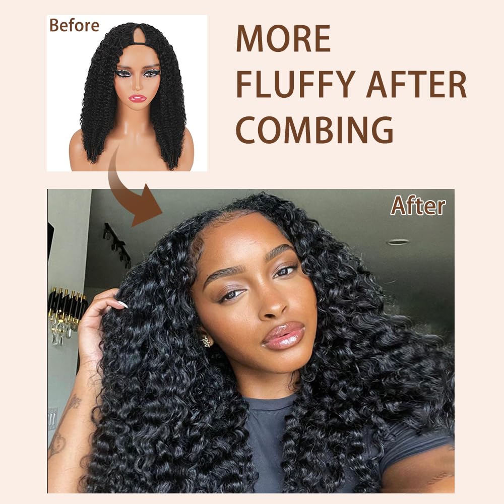 Kloiynj V Part Burmese Curly Wig natural hairline demonstrates leave-out-free styling.