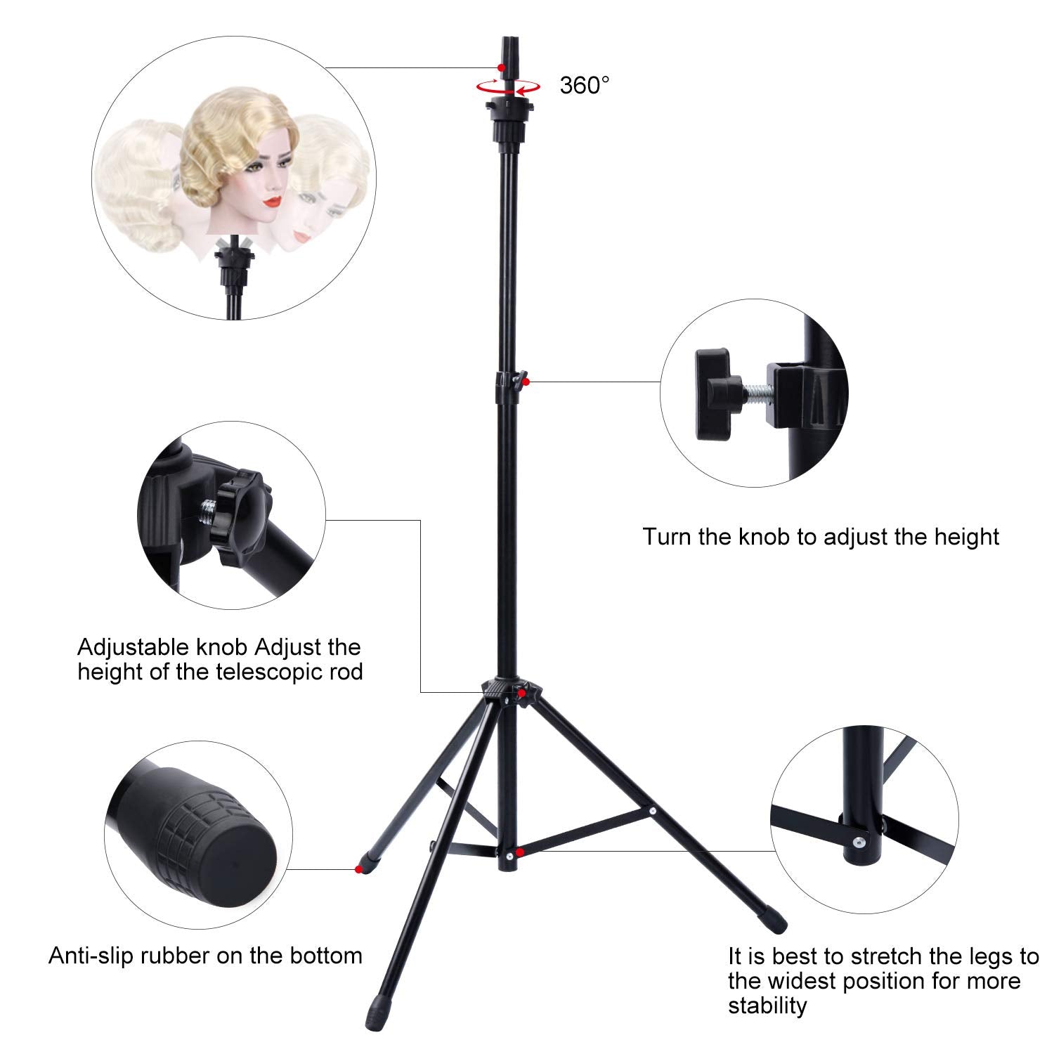 Klvied wig stand tripod is lightweight, ideal for easy transportation and storage.