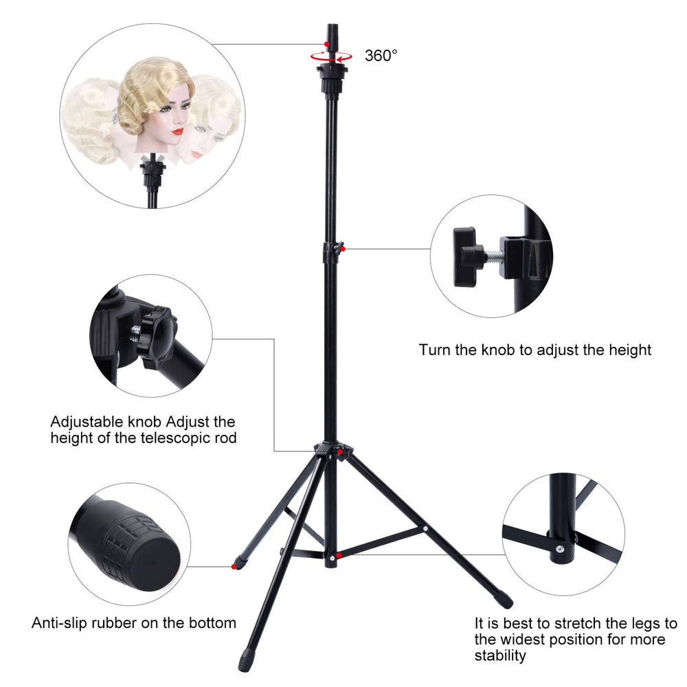 Klvied wig stand tripod is lightweight, ideal for easy transportation and storage.