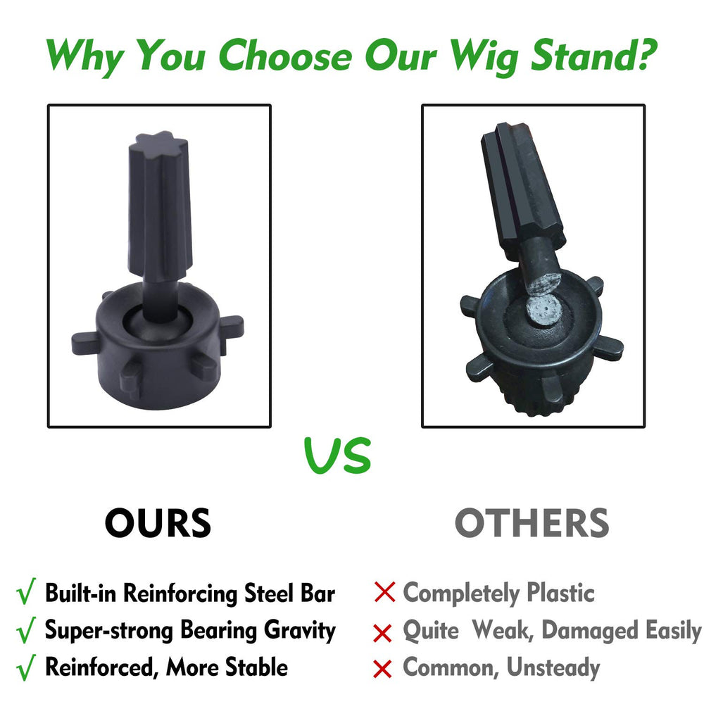 Klvied wig stand tripod stability test ensuring strong support for styling wigs.