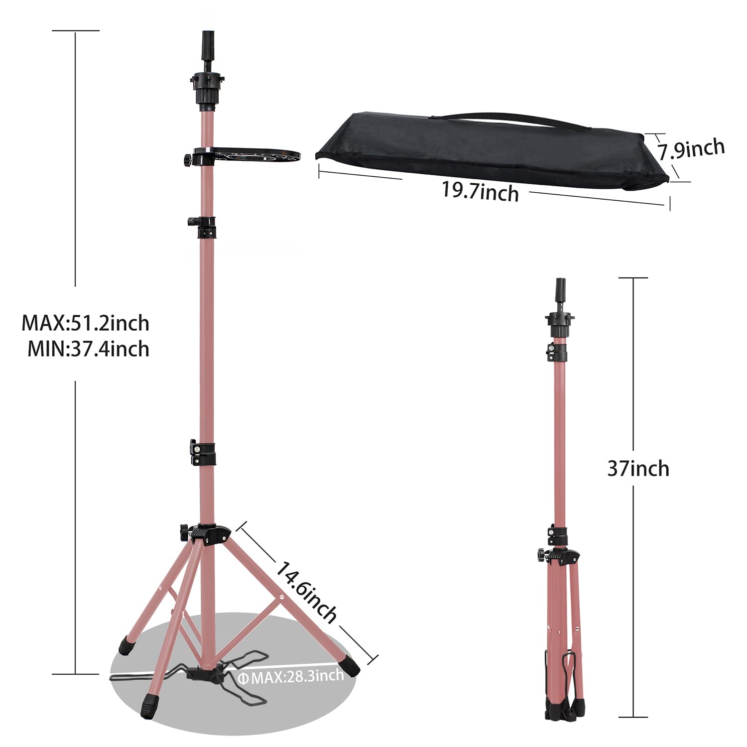 Klvied wig stand includes travel bag for easy storage and transport.