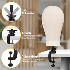 Klvied wig tripod table clamp provides flexible placement for desk or floor use.