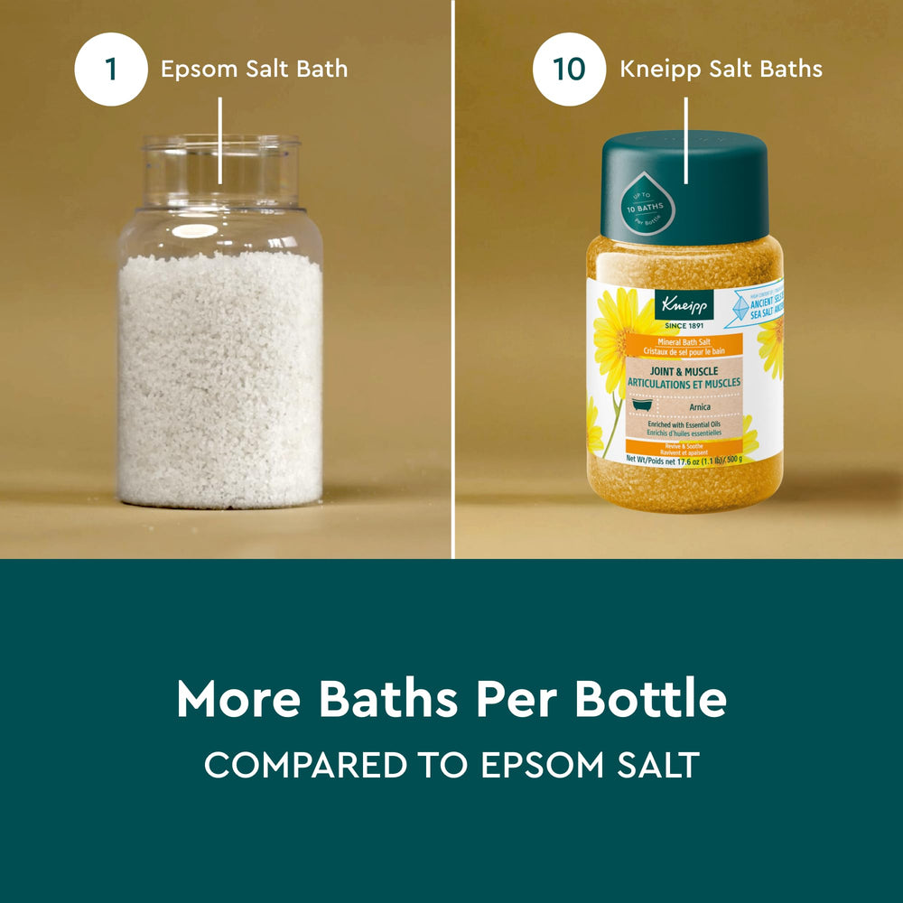 Kneipp Arnica bath oil being poured for intensified aromatherapy and relaxation.