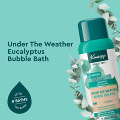 Kneipp Under The Weather bubble bath showing long-lasting bubbles in a relaxing tub