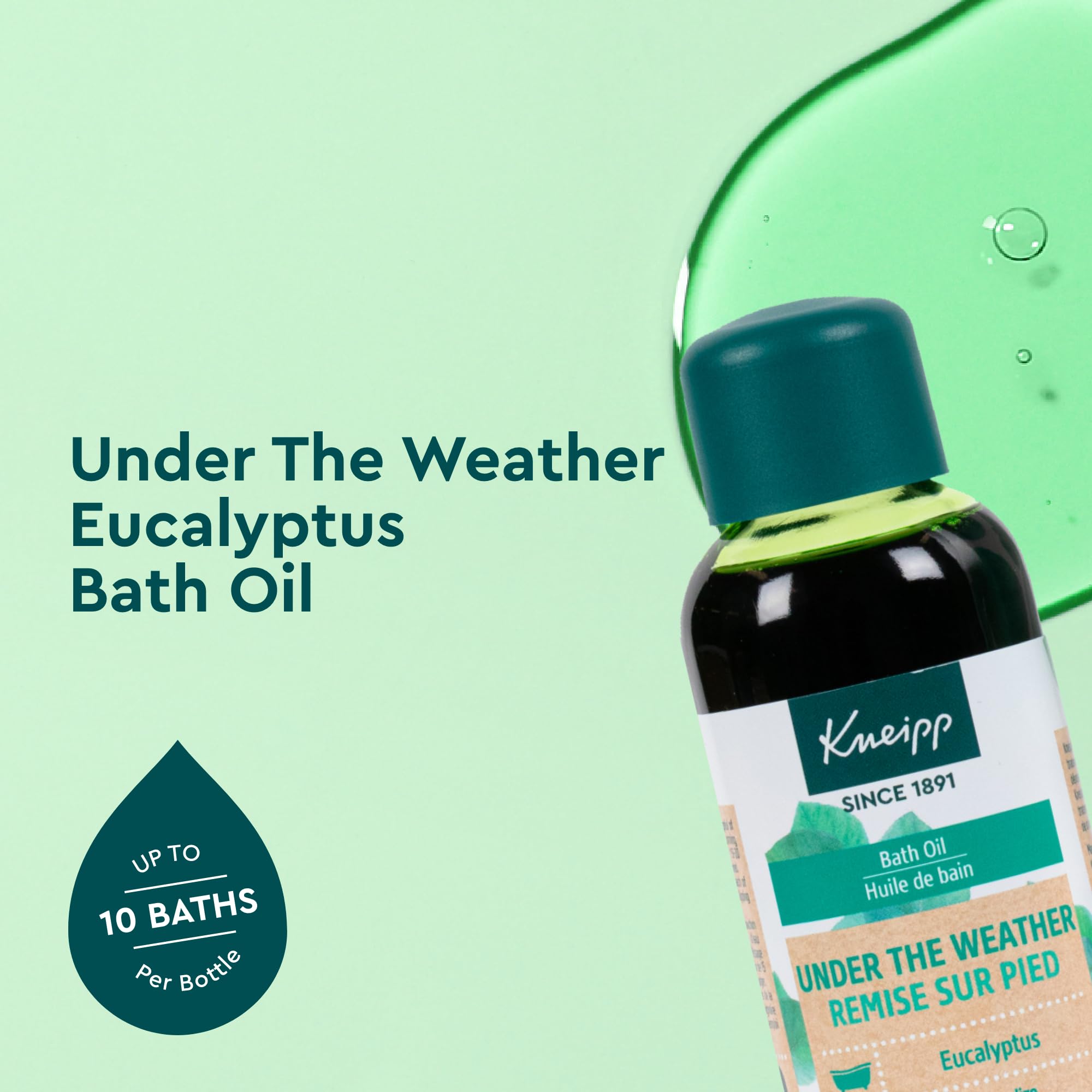 Kneipp eucalyptus bath oil bottle setup in a warm bath ritual
