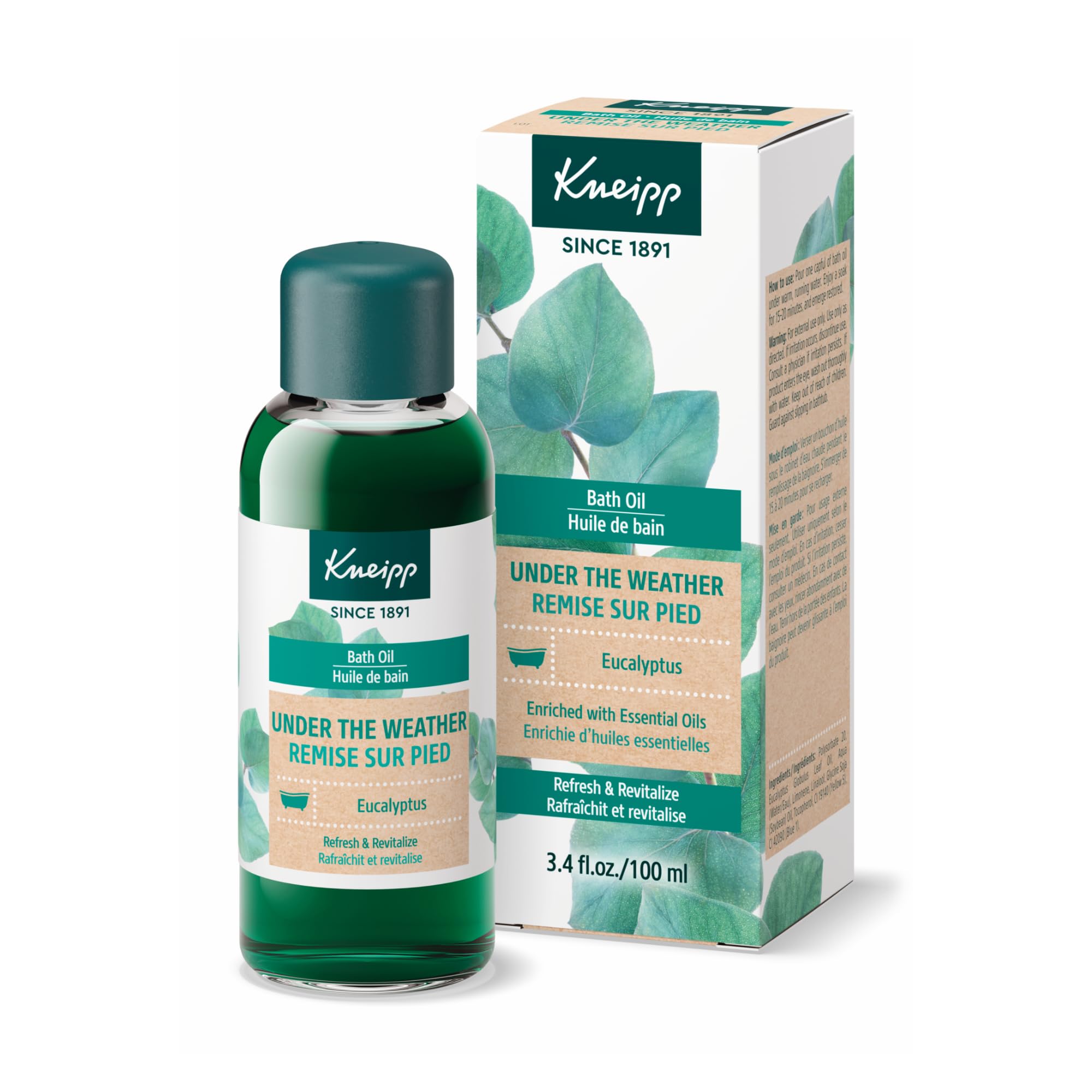 Kneipp Under The Weather eucalyptus bath oil packshot for a soothing soak