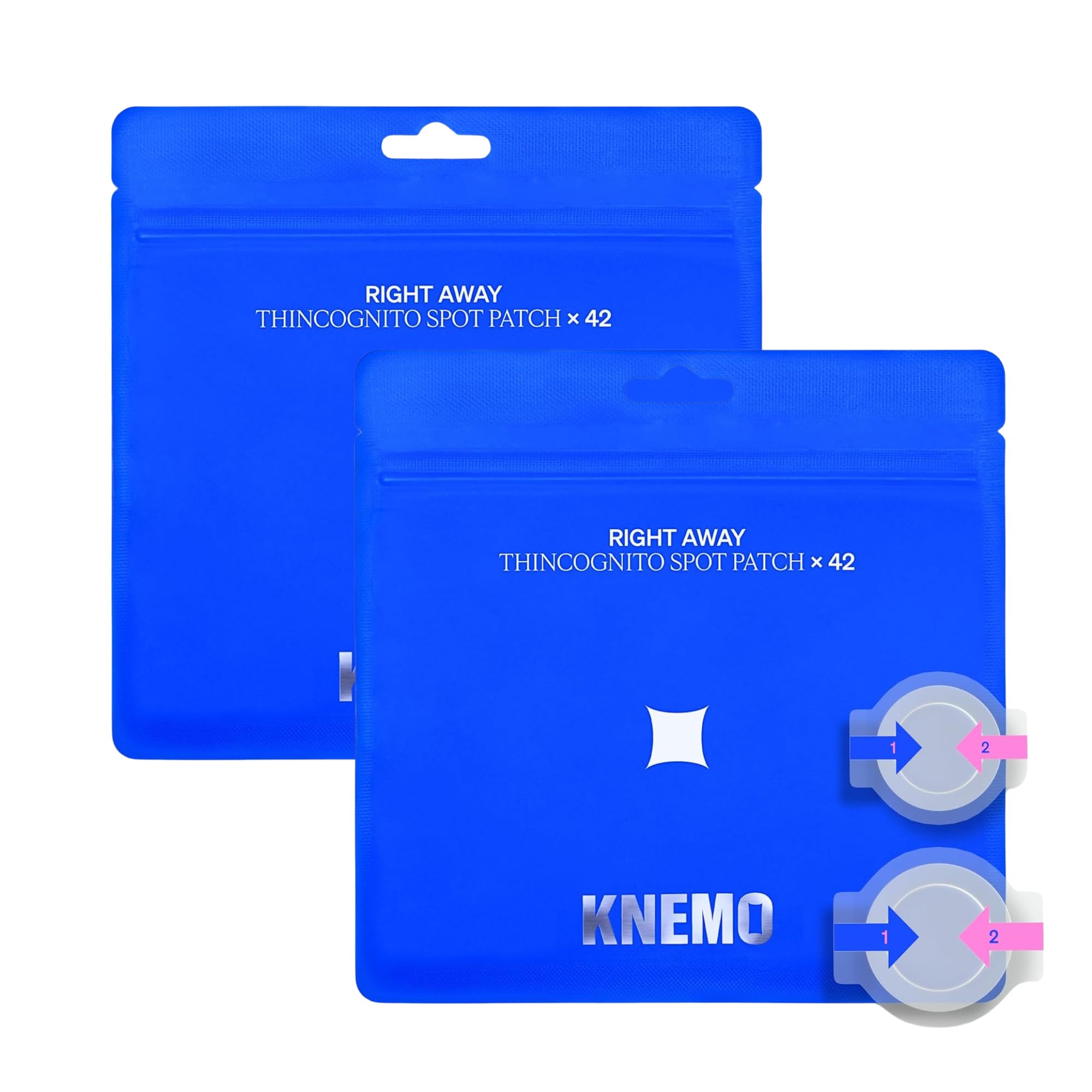 KNEMO Thincognito patch close-up shows absorption for blemish care on face