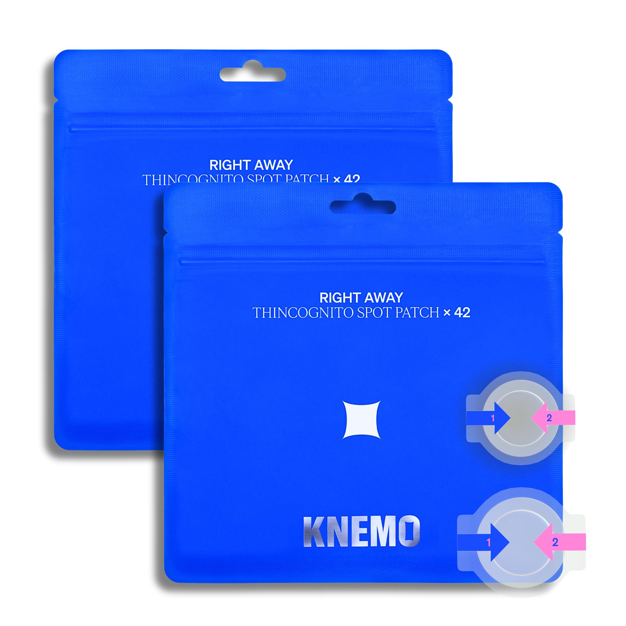 KNEMO Thincognito patch close-up shows absorption for blemish care on face