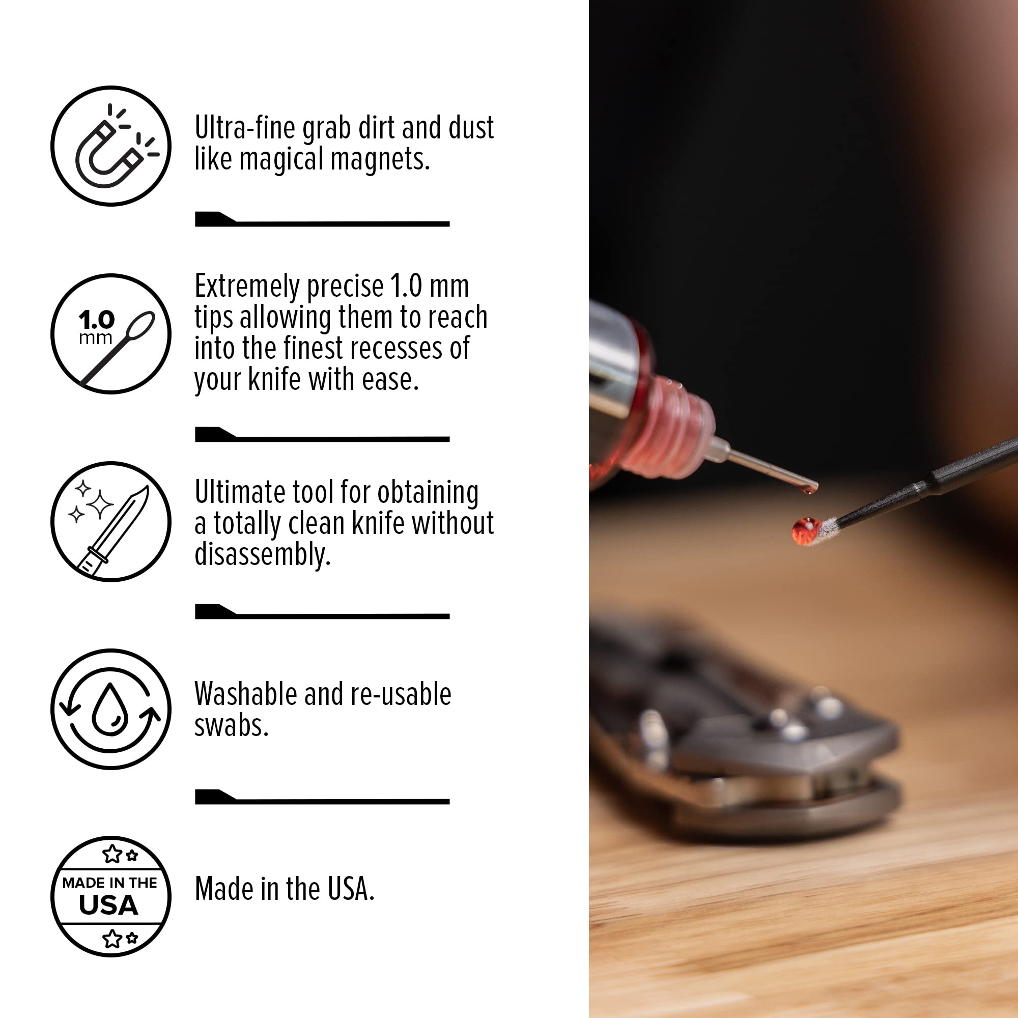 Knife Pivot Lube reach-tight-spaces image highlights cleaning tiny pivots and bearings.