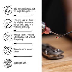 Knife Pivot Lube reach-tight-spaces image highlights cleaning tiny pivots and bearings.