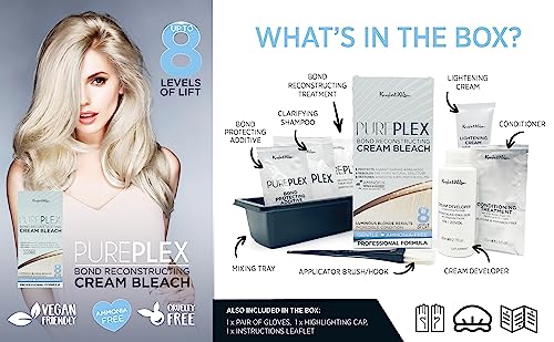 Knight & Wilson PurePlex Cream Bleach with Developer Bottle demonstrates at home lightening compatibility.