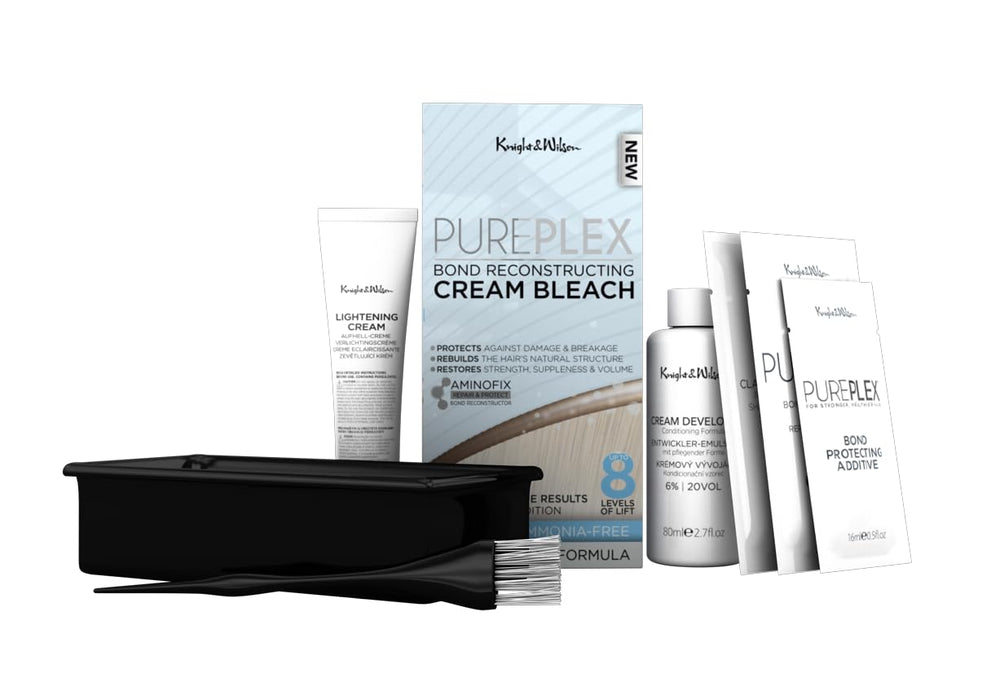 Knight & Wilson PurePlex Cream Bleach Tube shows creamy, ammonia-free formula for milder lightening.