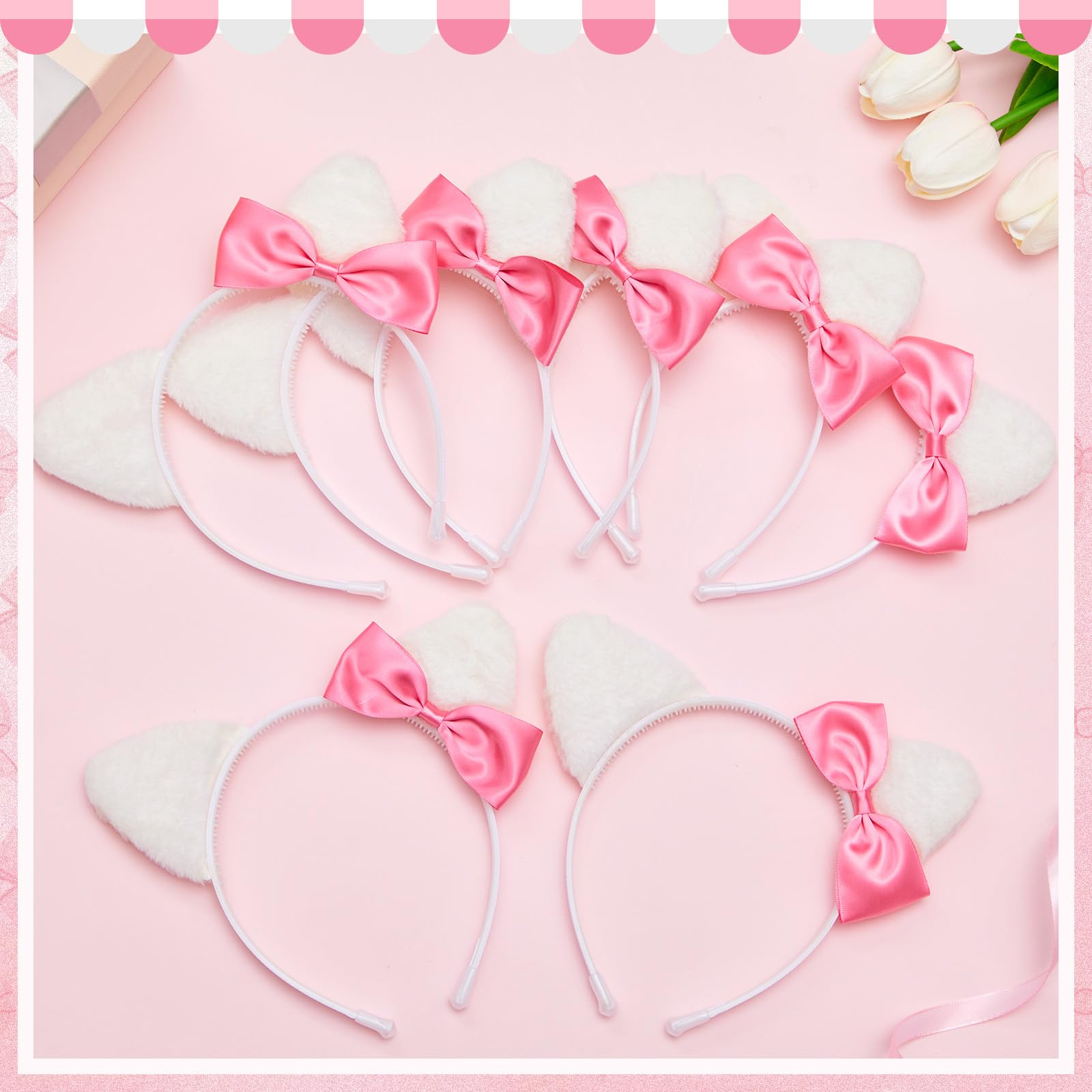 Knitgrip 12-pcs kitty cat ears headbands wear demo for group photos