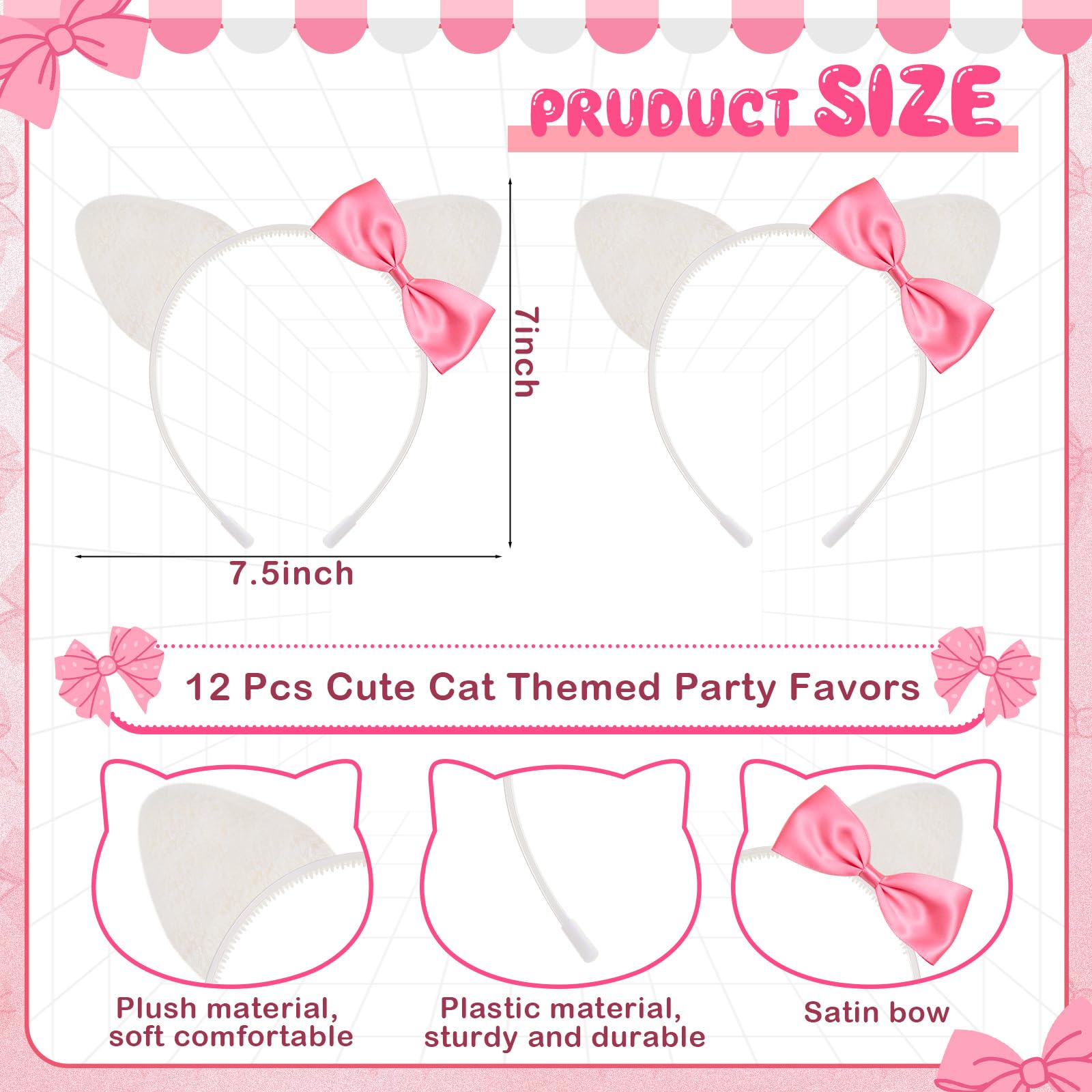 Knitgrip kitty cat ears headbands plush ears closeup for comfortable wear