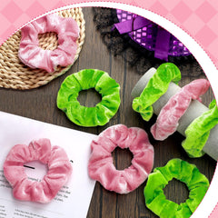 Knitgrip pink velvet scrunchie close-up showing plush texture and comfortable wear