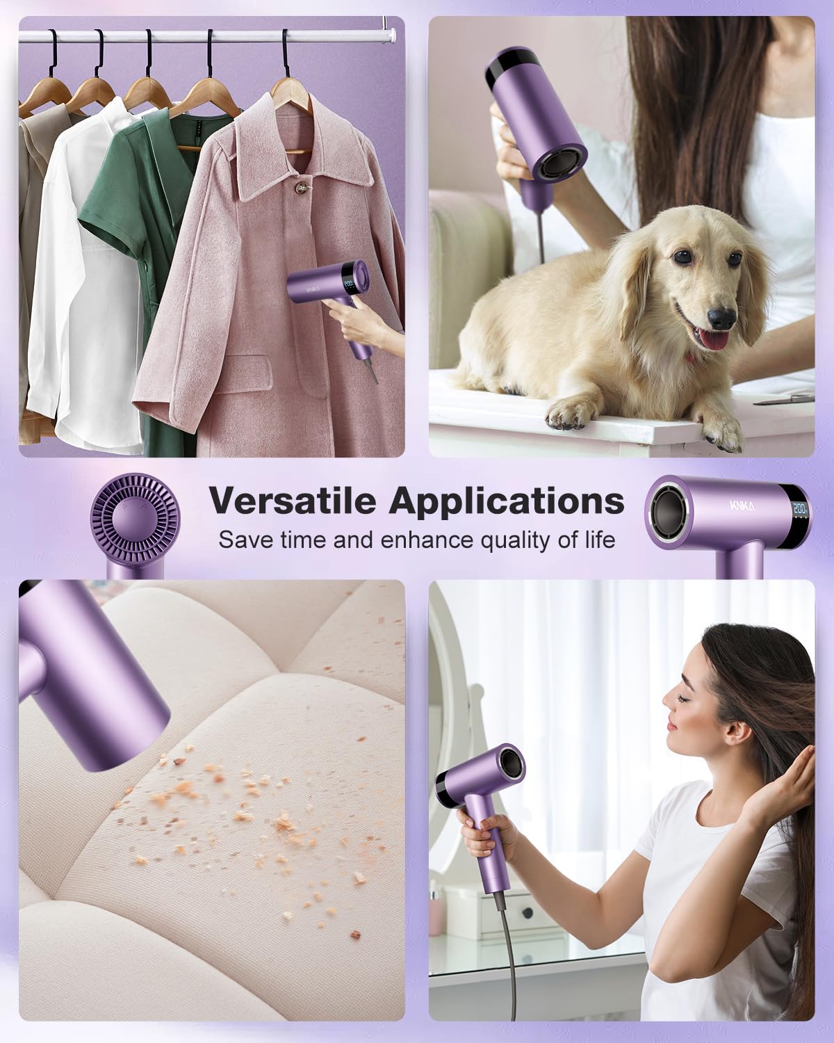 KNKA hair dryer self-cleaning-filter helps maintenance.