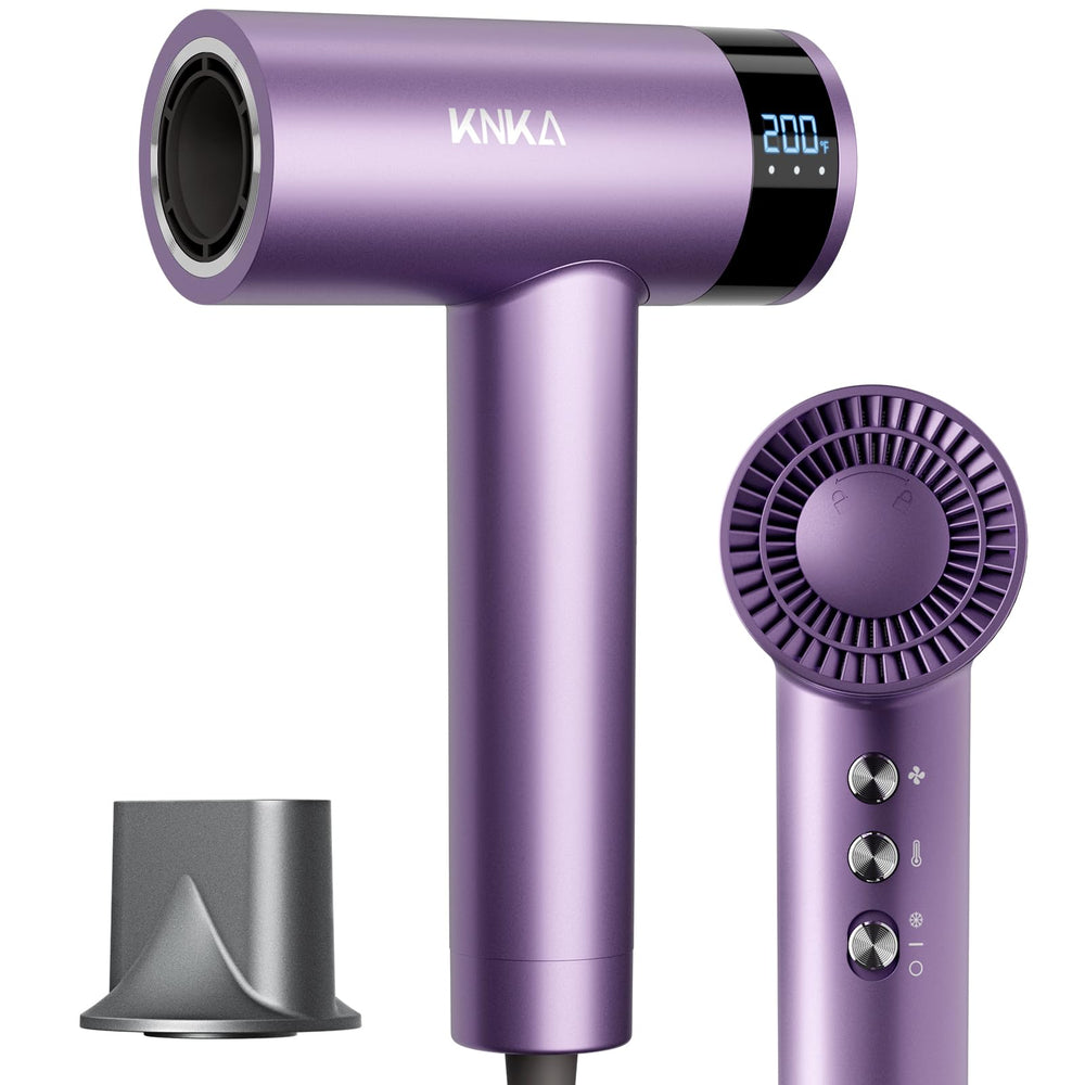 KNKA hair dryer ultra-fast-drying with brushless motor for faster styling.