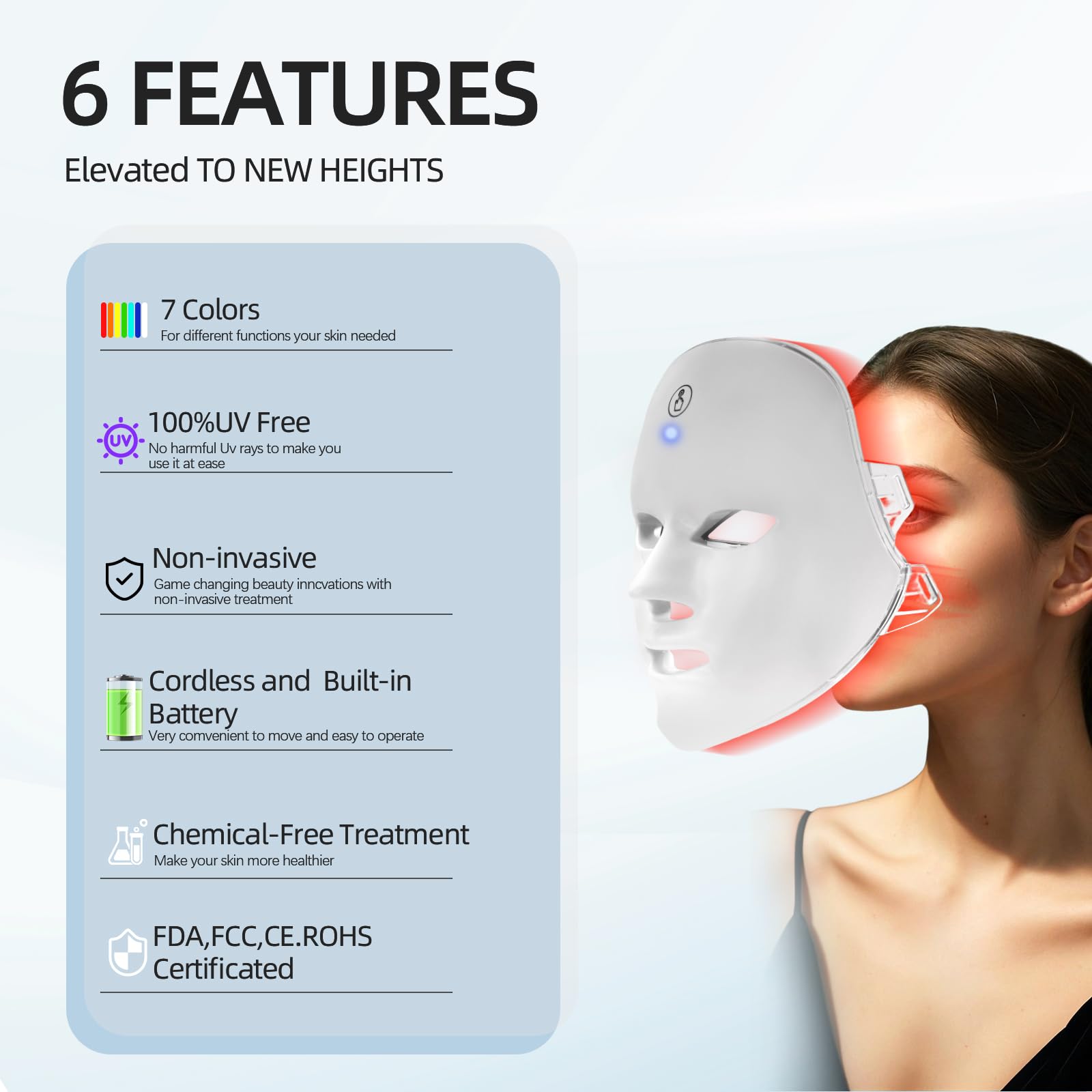 KNNKNN red light mask seven-color therapy for home skincare routine