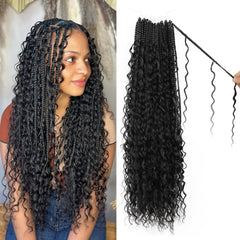 Knovotch Boho Box Braids 1B closeup shows natural texture and soft curls for easy wear