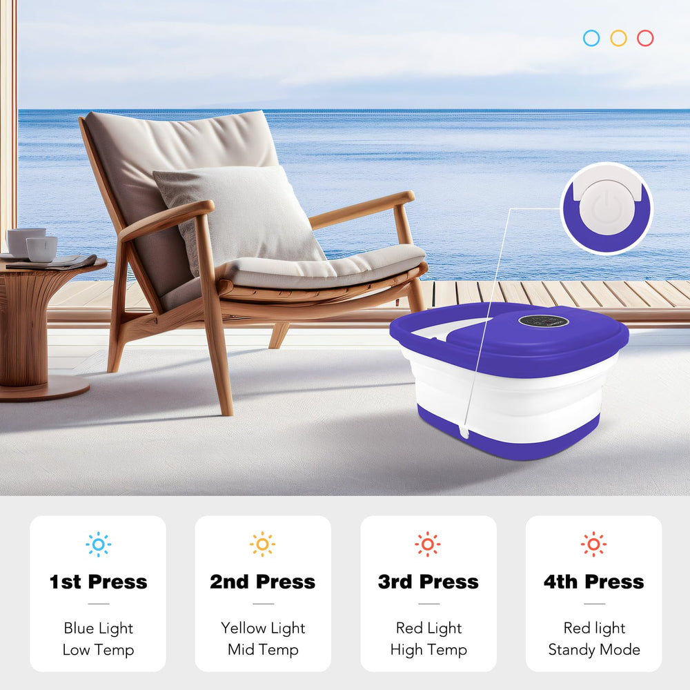 KNQZE purple collapsible foot spa folds flat for easy storage.