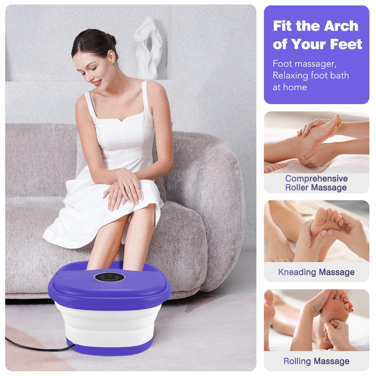 KNQZE Collapsible Spa bubbles deliver a refreshing soaking experience.